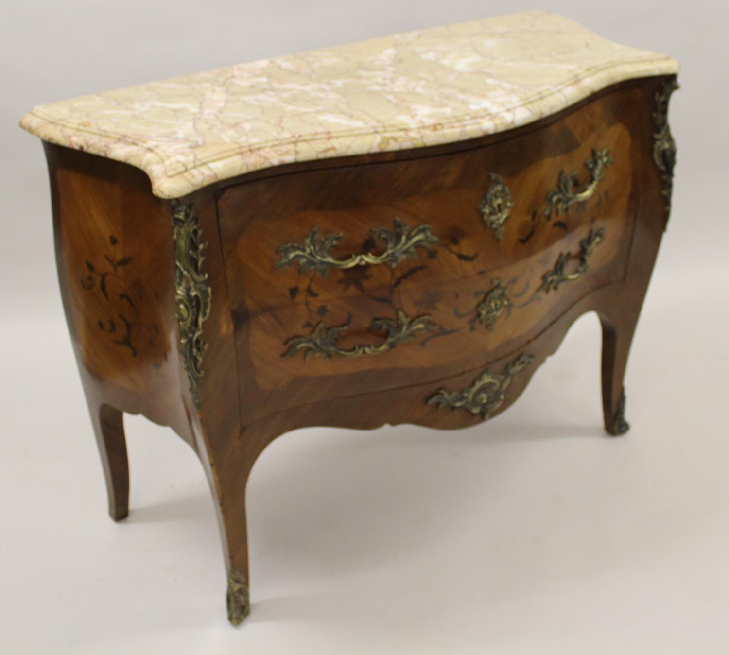 Late 19th / early 20th Century French Kingwood floral marquetry inlaid and ormolu mounted bombe - Image 2 of 7