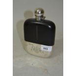 Large early 20th Century silver mounted glass hip flask by James Dixon & Sons (hinge pin at fault)