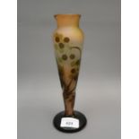 Emile Galle, cameo glass vase of grapevine pattern with star signature, 9ins high In good