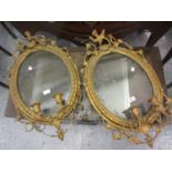 Pair of 19th Century gilded composition girandoles (damages), 26ins high