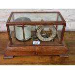 Late 19th / early 20th Century oak and bevelled glass cased barograph with chart drawer to base