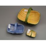 Three Bognor pottery trug form baskets Repair to smaller basket handle as shown in photos, the other