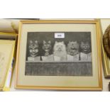 Three small framed prints after Louis Wain