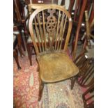 Set of four early 20th Century elm and beech Windsor wheelback dining chairs A good solid set. Minor