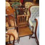 Pair of George III oak side chairs with pierced splat backs and panel seats, together with another