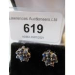 Pair of sapphire cluster stud earrings