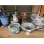 Collection of West Country and other stoneware plates, jugs, vases and dishes together with a T.G.
