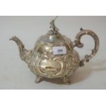 Victorian silver teapot of floral embossed design, 26 troy ozs