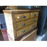 Late 19th / early 20th Century polished pine chest of two short over two long drawers with