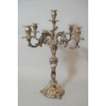 Good quality 19th Century silver plated five branch candelabra, 25ins high