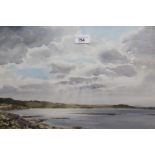 Edward Ashton Cannell, watercolour, coastal inlet scene with shards of light, signed, gilt framed,