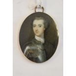 17th / 18th Century English school, watercolour portrait miniature of the Duke of Hamilton wearing