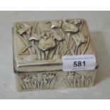 Japanese rectangular silver cigarette box relief moulded with lillies, signed to the base, 3 3/