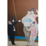 Jan Balet signed print, circus performers, signed in pencil, 19ins x 14ins