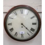 19th Century mahogany wall clock, the circular painted 12in convex dial with Roman numerals and