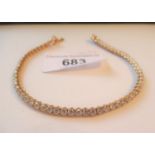 18ct Rose gold diamond set line bracelet, the diamonds approximately 4.53ct