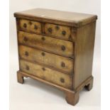 Good quality reproduction burr walnut bachelors chest in 18th Century style, the fold-over top above