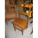 19th Century oak metamorphic library step / side chair of Gothic design (at fault)