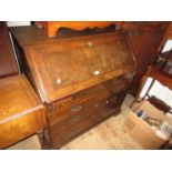 George III mahogany bureau, the fall front enclosing a fitted interior above further drawers, on