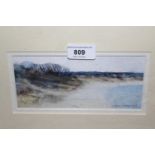 Norman Battershill, small framed watercolour ' Studland Beach ', 3ins x 7ins together with a