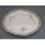 18th Century Swedish Rorstrand oval floral decorated pottery meat plate, 19.5ins x 15ins (with