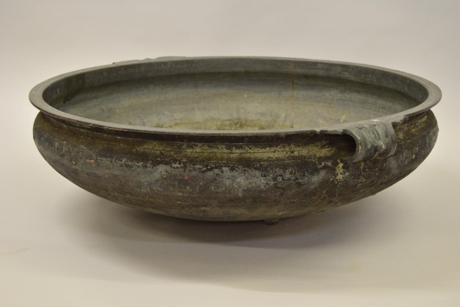 Large bronze urli, 19th Century Indian, ceremonial temple cooking bowl, 86cms diameter x 26cms high,