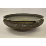 Large bronze urli, 19th Century Indian, ceremonial temple cooking bowl, 86cms diameter x 26cms high,