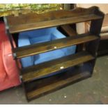 Stained pine waterfall type open bookcase, 43ins wide x 9ins deep x 42ins high