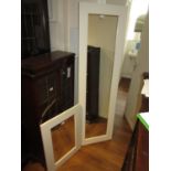 Full length wall mirror with white painted frame together with a smaller matching wall mirror 50cm x