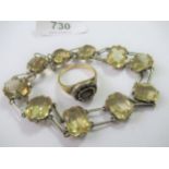 Antique yellow metal garnet and rose cut diamond set ring (one diamond missing), unmarked,