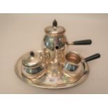 Japanese K. Uyeda, four piece Sterling silver (950 mark) coffee set including oval tray