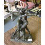 Heavy 20th Century bronze patinated figural group, indistinctly signed, dated '96, 14ins high x