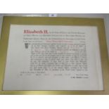 Queen Elizabeth II facsimile of a hand signed Royal Warrant appointing Delme Philip Alfred Underwood