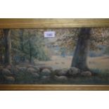 J. Miller Marshall, watercolour, sheep resting beneath a tree, signed, 9ins x 19ins, gilt framed