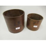 Pair of Victorian wooden grain measures, one gallon and half gallon