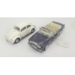 Franklin Mint 1:24 scale model of a Rolls Royce Corniche IV and another of a 1967 Volkswagon Beetle