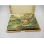 19th Century German wooden block puzzle printed with various hunting lithographs