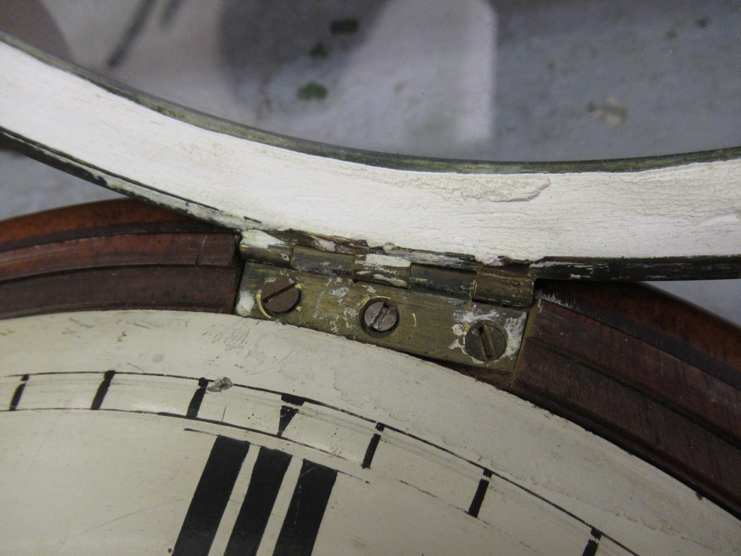 19th Century mahogany wall clock, the circular painted 12in convex dial with Roman numerals and - Image 7 of 14