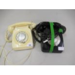 1970's / 80's Cream Bakelite telephone and another similar black Bakelite telephone