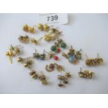 Quantity of 9ct gold, yellow metal, silver and other ear studs together with an unmarked opal