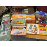 Quantity of various boxed toys including Matchbox rescue van, Etch A Sketch, Marx record player,