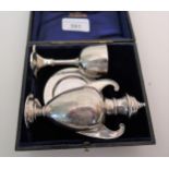 Victorian silver three piece Communion set in original fitted case, London 1889 Good condition but