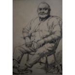 Two framed etchings, portrait of a seated gentleman, signed Heber Thompson, and portrait of a