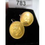 Two USA 1862 gold one dollar coins, later mounted as earrings