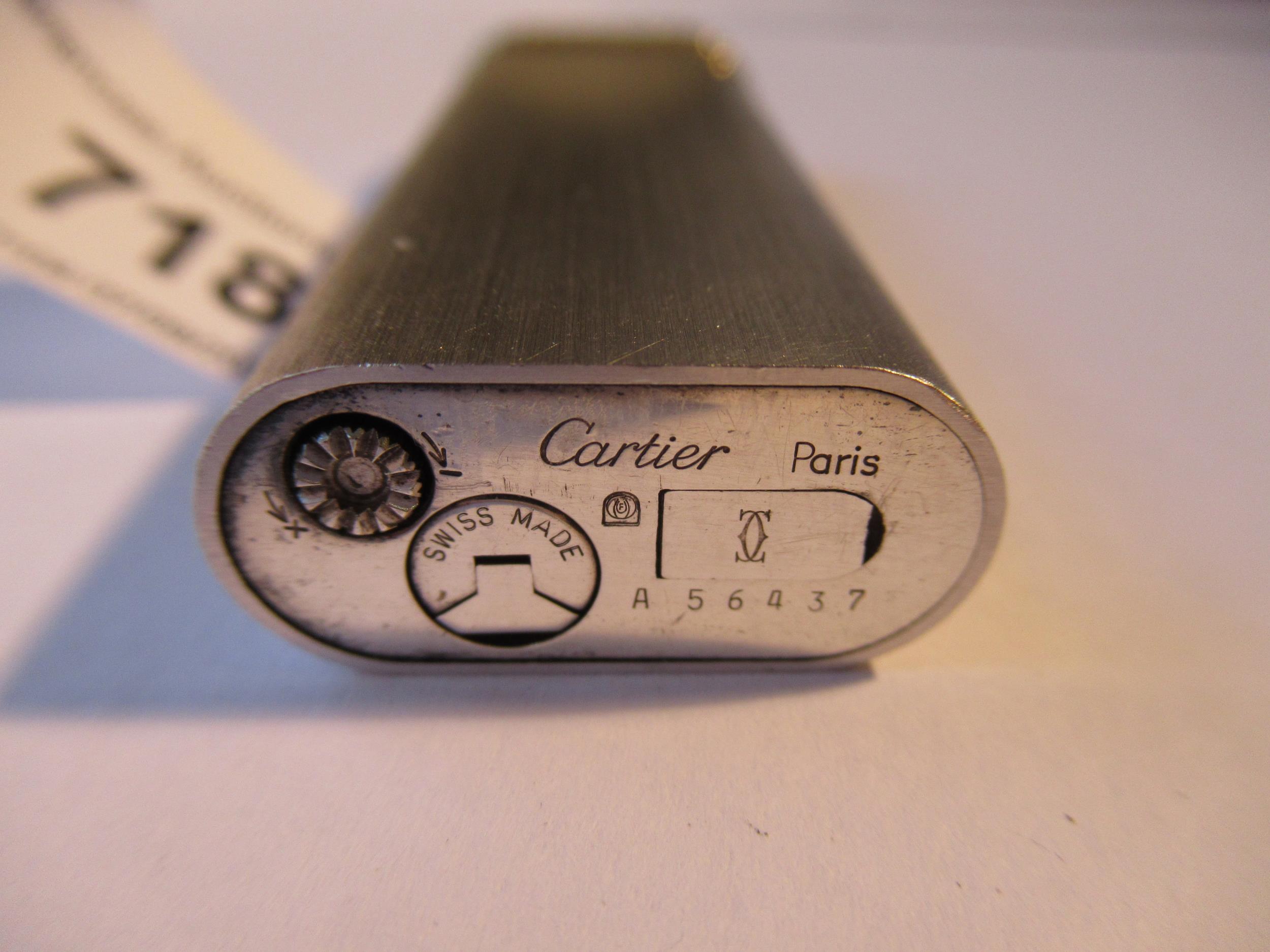 Cartier Paris, stainless steel cigarette lighter Mechanism functions but there is no spark or flame - Image 3 of 3