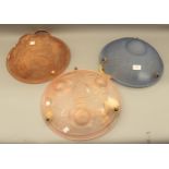 Group of three early to mid 20th Century glass Plafonnier ceiling shades