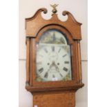 George III honey oak longcase clock with a painted dial and two train eight day movement signed