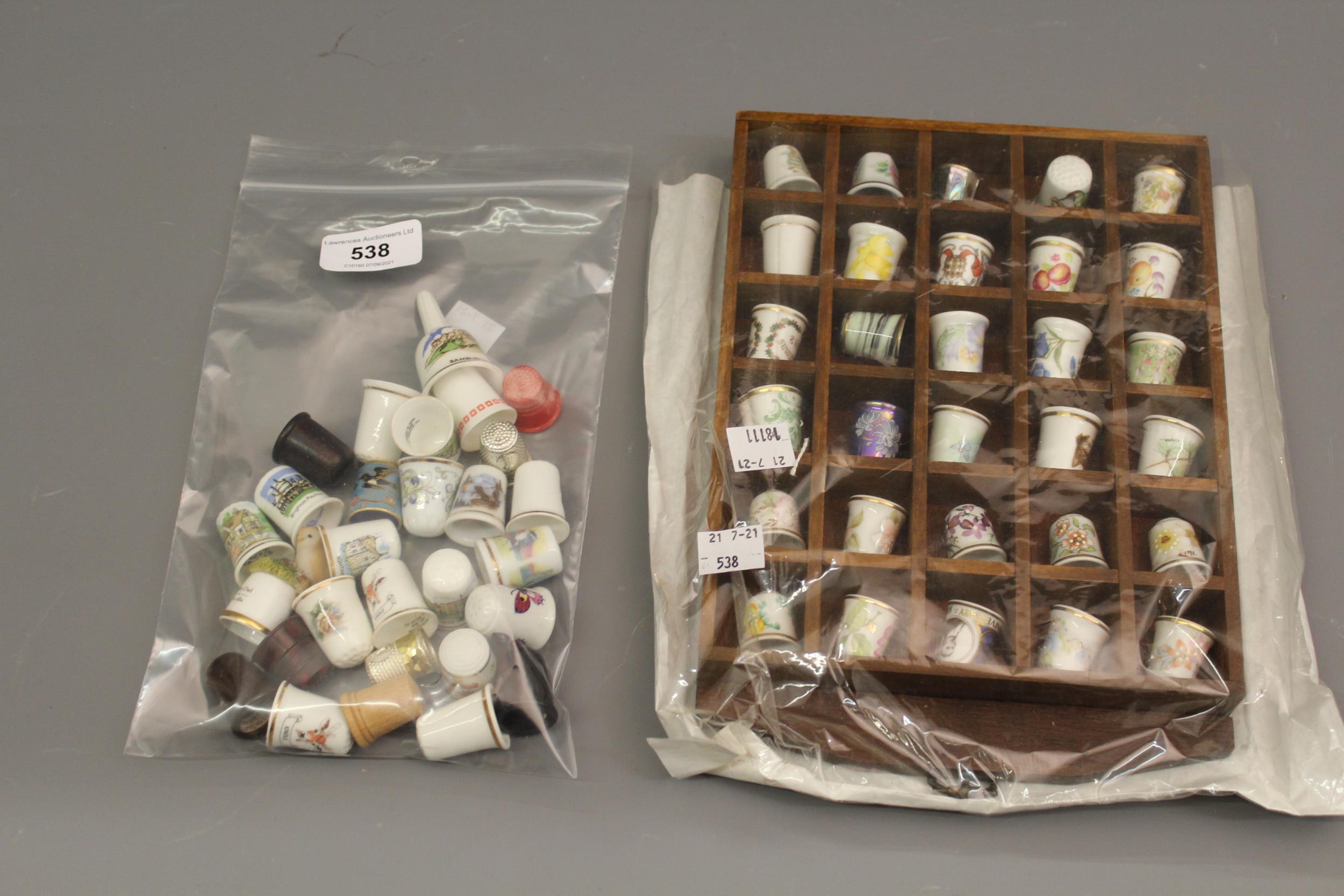 Collection of various porcelain and other thimbles