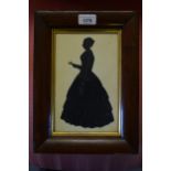 19th Century rosewood framed full length silhouette portrait of a lady together with two other