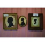 Group of five various small 19th / 20th Century silhouette portrait miniatures